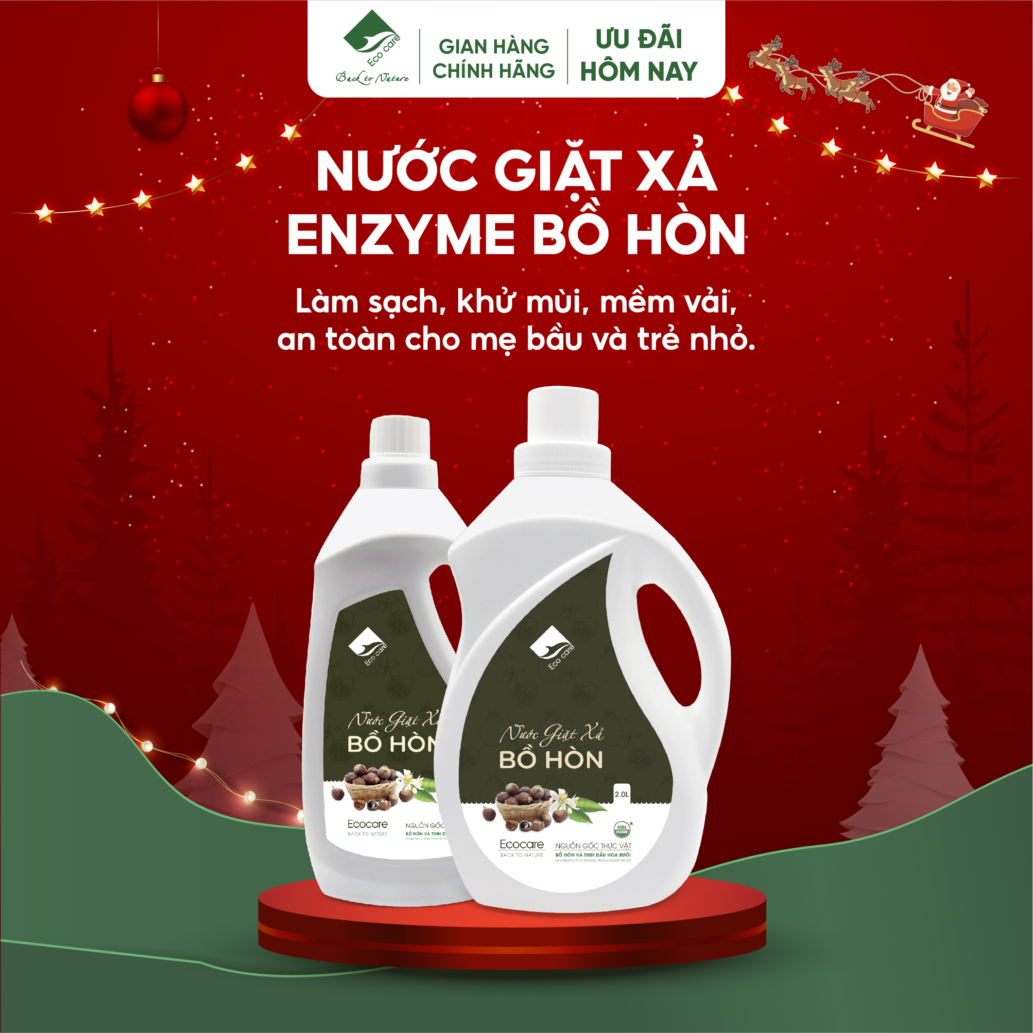 Nước Giặt Xả Hữu Cơ Bồ Hòn Tinh Dầu Hoa Bưởi