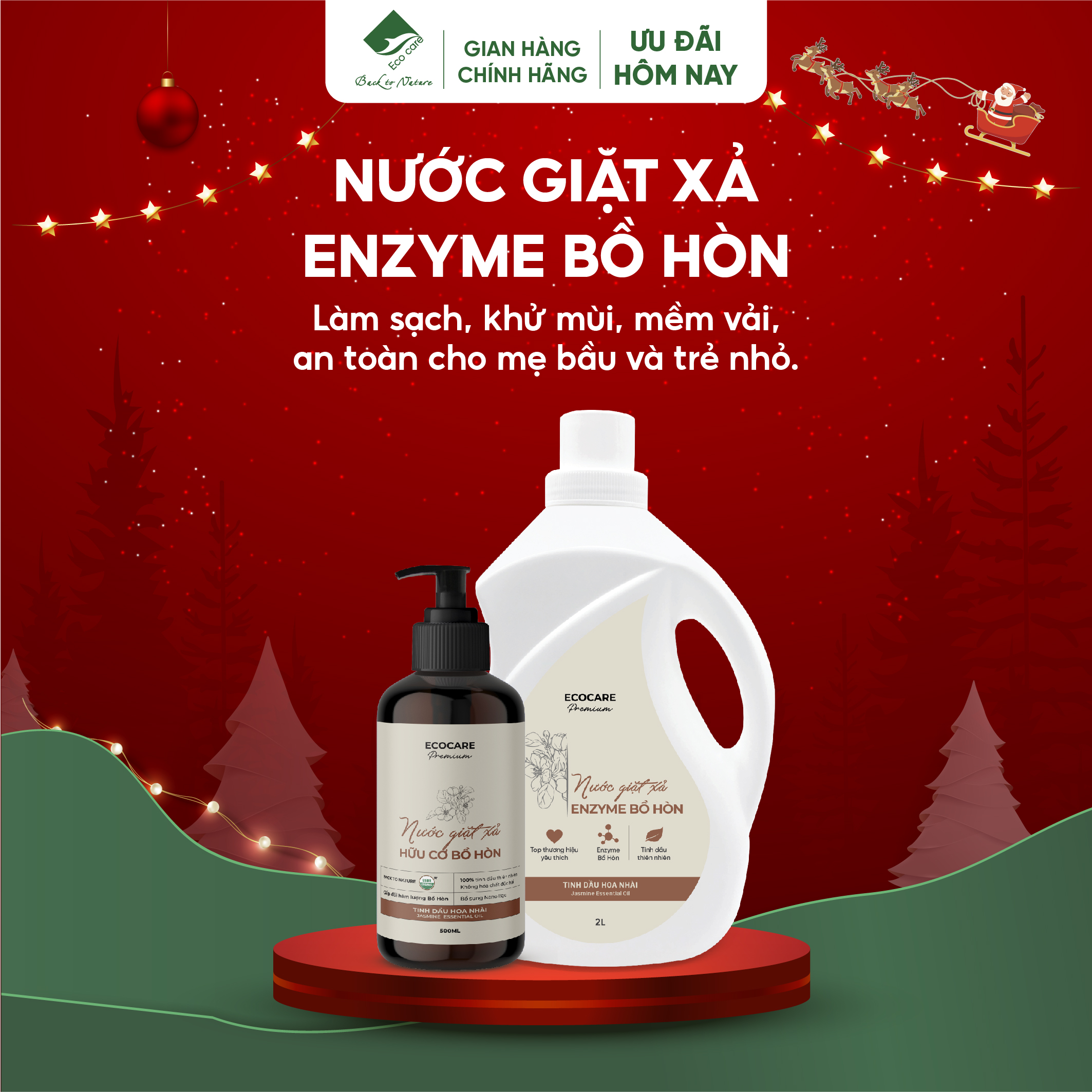 Nước Giặt Hữu Cơ Bồ Hòn Tinh Dầu Hoa Nhài