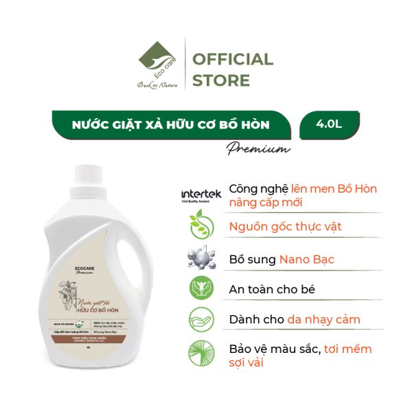 Nước giặt xả hữu cơ bồ hòn tinh dầu hoa nhài 4l