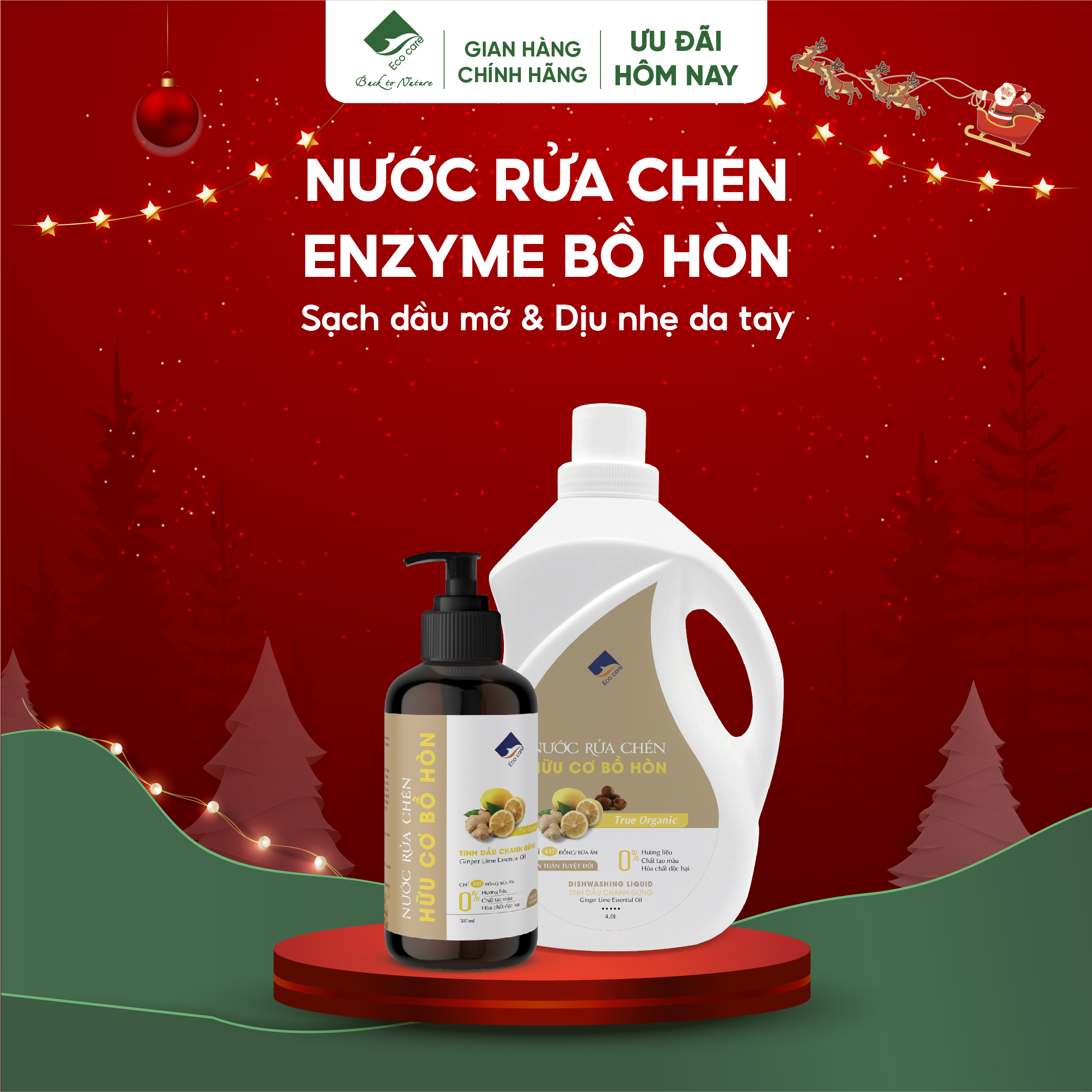 Nước Rửa Chén Hữu Cơ Bồ Hòn Tinh Dầu Chanh Gừng