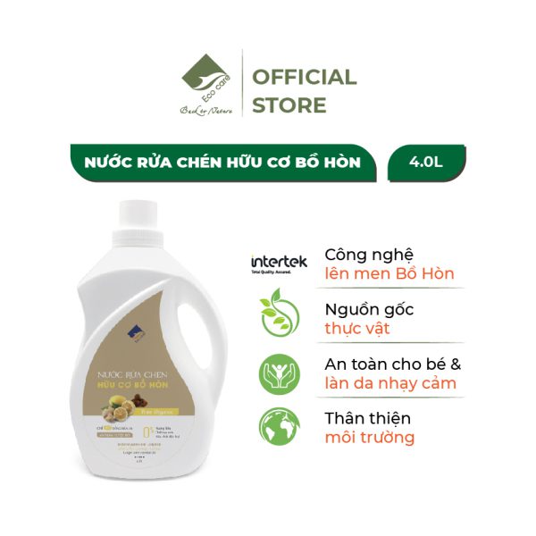 Nước rửa chén hữu cơ bồ hòn tinh dầu chanh gừng 4l