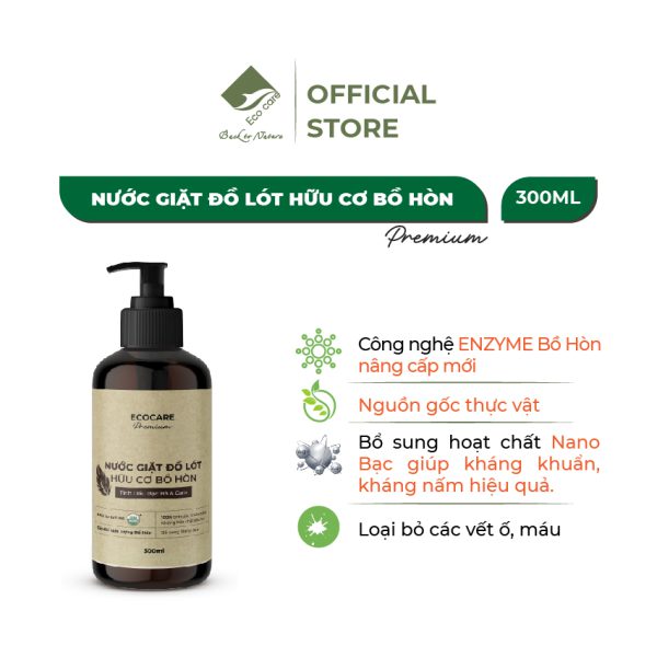 Nước giặt đồ lót hữu cơ bồ hòn tinh dầu cam bạc hà 300ml