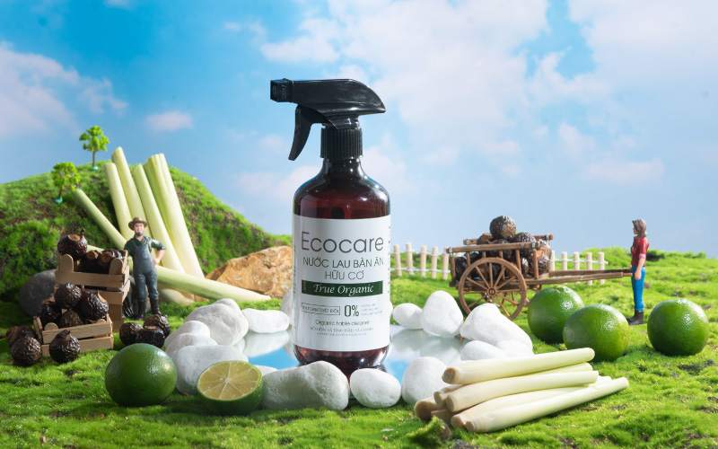 Nước xịt lau bàn ăn hữu cơ bồ hòn tinh dầu sả chanh Ecocare