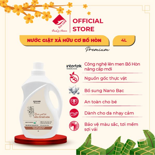 Nước Giặt Hữu Cơ Bồ Hòn Tinh Dầu Hoa Nhài ECOCARE 4L