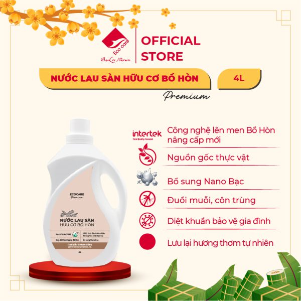 Nước lau sàn Hữu cơ Bồ hòn Ecocare 4L Premium Chanh gừng