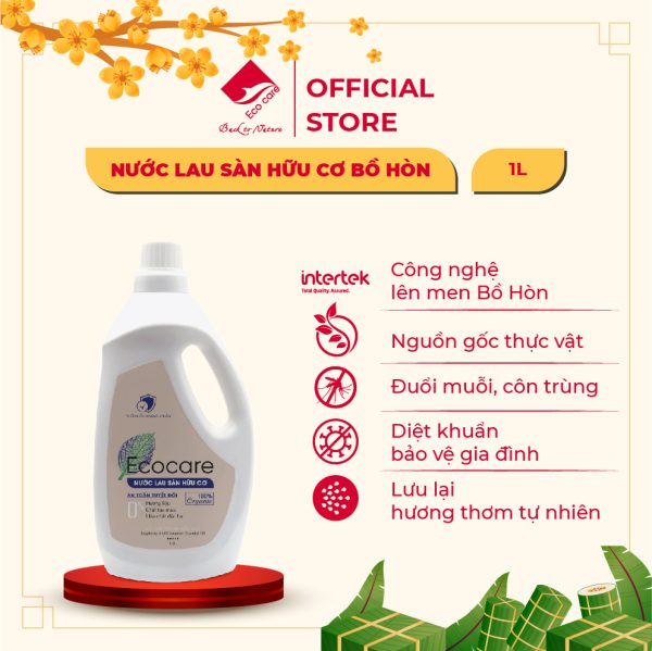 Nước Lau Sàn Hữu Cơ Bồ Hòn Tinh Dầu Quế Ecocare 1L