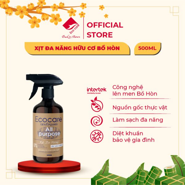 Xịt Tẩy Đa Năng Hữu Cơ Bồ Hòn Tinh Dầu Quế Ecocar 500ml