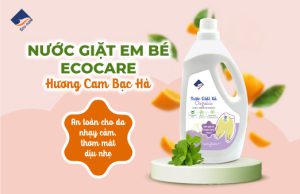 Nước giặt em bé Ecocare hương Cam bạc hà: An toàn cho da nhạy cảm, thơm mát dịu nhẹ