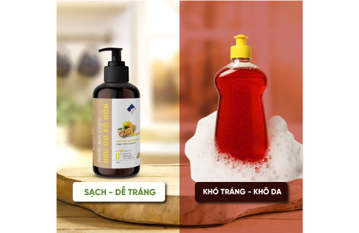 So sánh nước rửa chén hóa học và hữu cơ