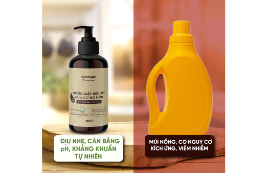Só sánh nước giặt đồ lót thiên nhiên và nước giặt hóa học
