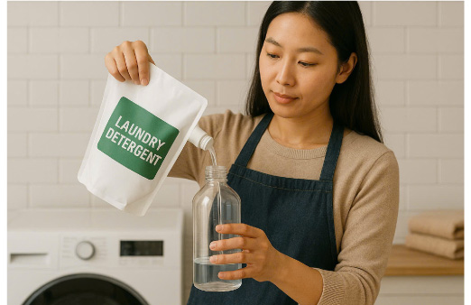 Nước giặt thiên nhiên với bao bì refill giúp giảm rác thải nhựa