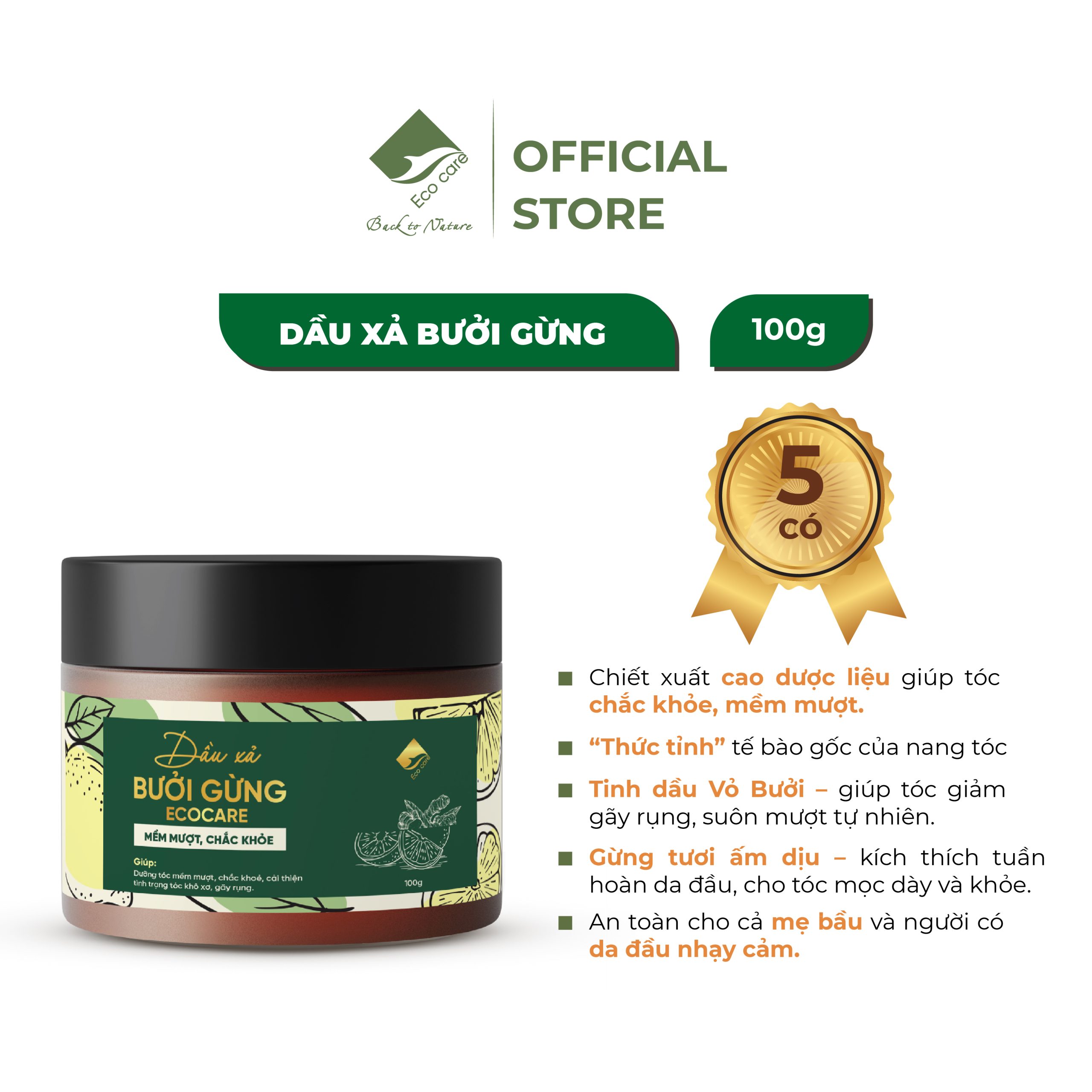 Dầu xả bưởi gừng 100g