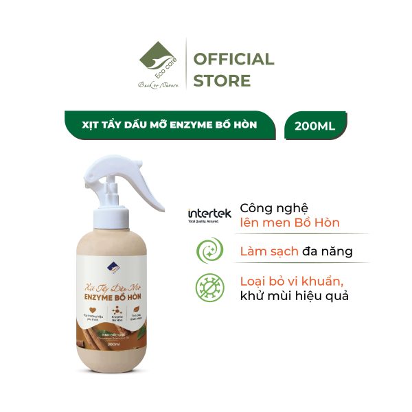 Xịt tẩy dầu mỡ enzyme bồ hòn tinh dầu quế 200ml